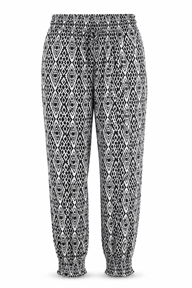 Preworn Womens Black Geometric Polyester Trousers Size 28 in L28 in Regular Tie