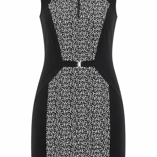 NEXT Womens Black Geometric Viscose A-Line Size 10 Boat Neck Zip