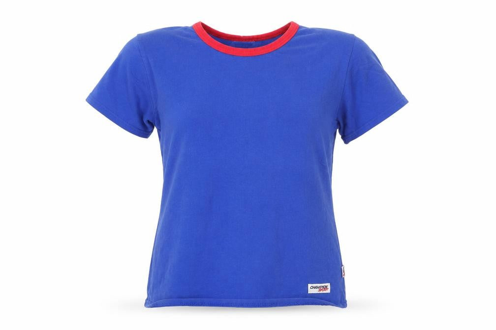 Champion Sport Womens Blue Cotton Basic T-Shirt Size 12 Round Neck