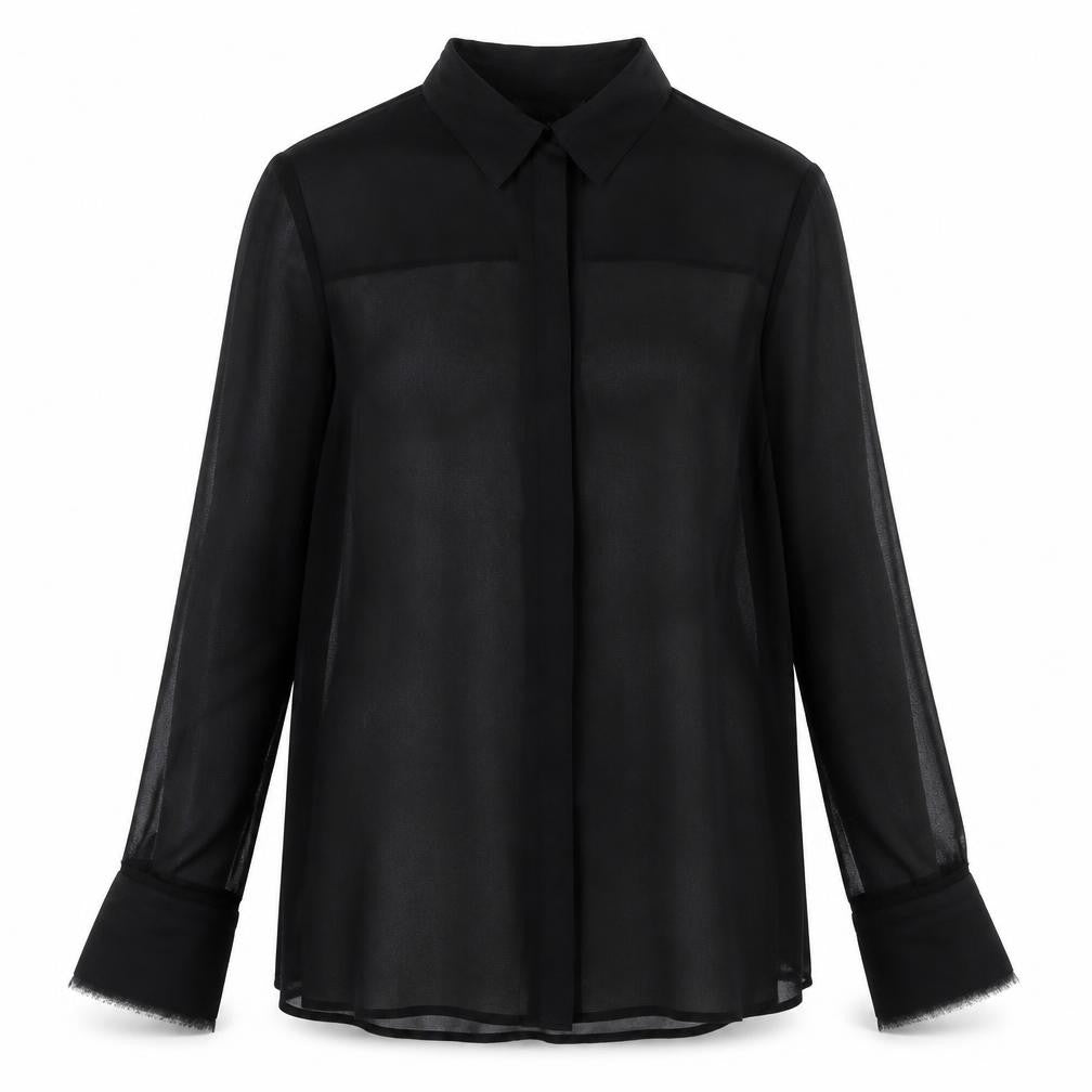 Next Womens Black Polyester Basic Button-Up Size 12 V-Neck