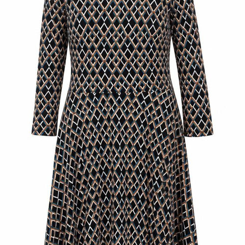 Dorothy Perkins Womens Black Geometric Viscose Fit & Flare Size 8 Round Neck Pullover