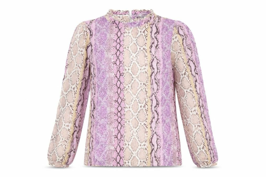 TU Womens Pink Animal Print Viscose Basic T-Shirt Size 10 Round Neck - Snake Print