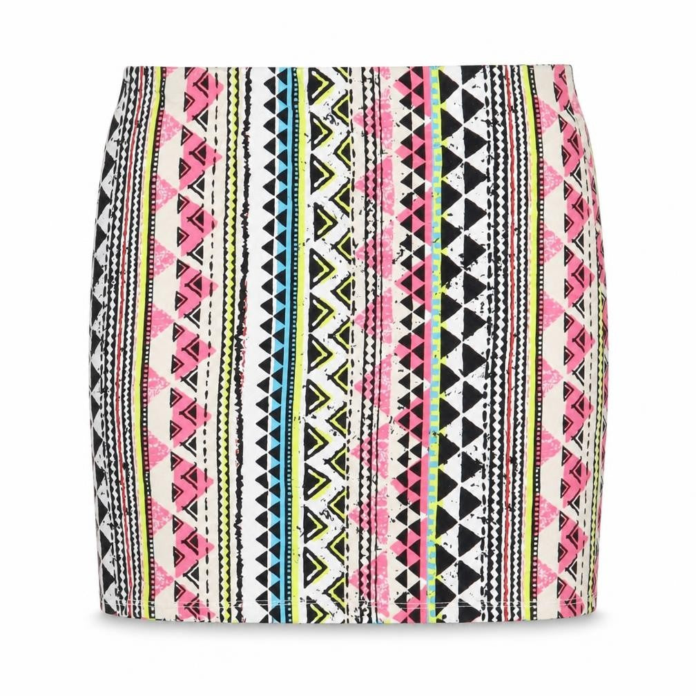 New Look Womens Multicoloured Geometric Cotton Bandage Skirt Size 14