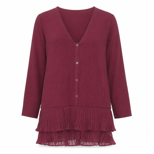 Front view of Missguided women’s purple polyester a-line, size UK 8, v-neck button