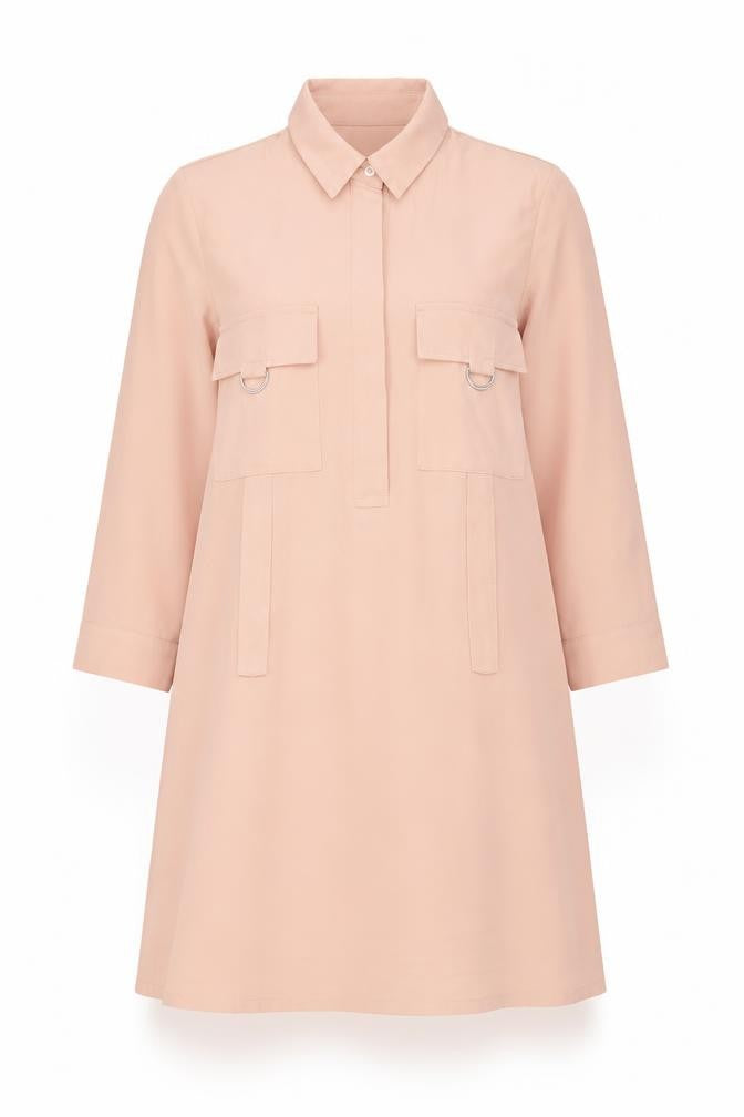 Lola May Womens Beige Polyester Shift Size 8 Collared Button