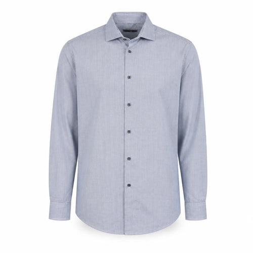 Luc Brevet Mens Blue Cotton Button-Up Size 16 Collared Button
