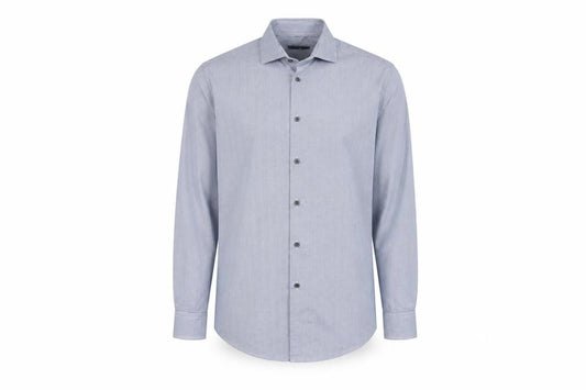 Luc Brevet Mens Blue Cotton Button-Up Size 16 Collared Button