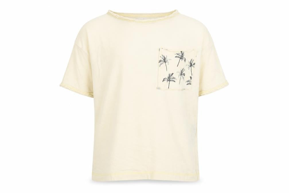 Front view of Zara boys’ ivory cotton basic t-shirt, size 2XL, round neck pullover
