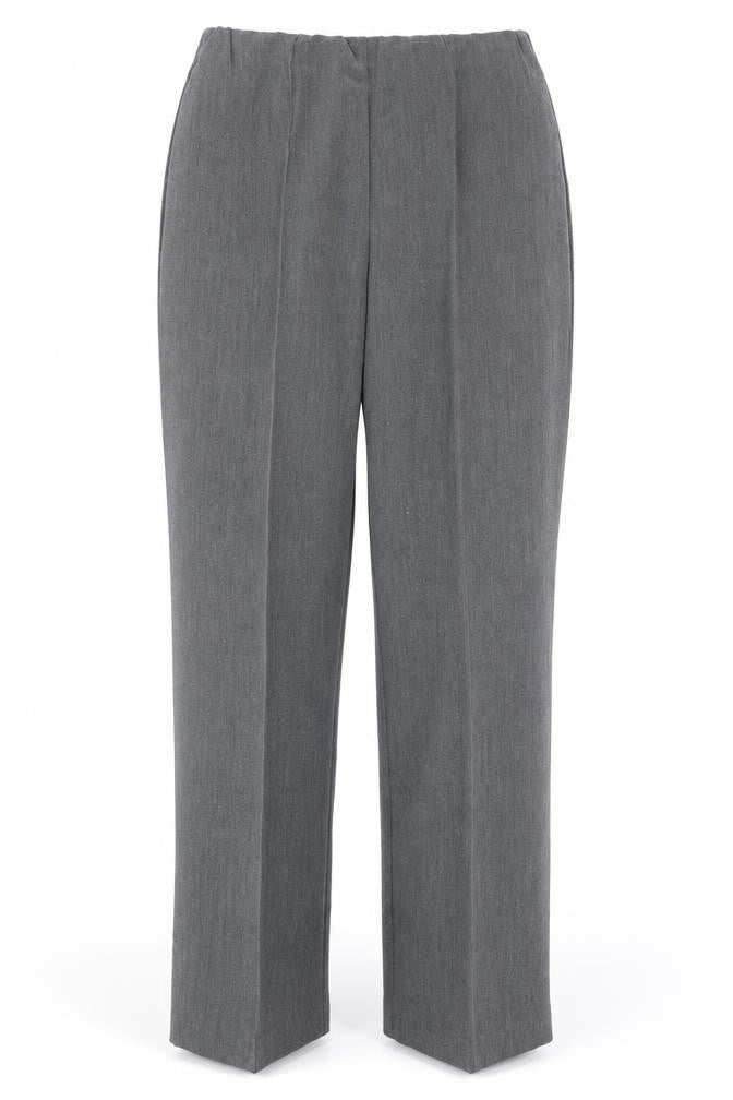 Front view of Classics women’s grey polyester dress pants trousers, size UK 12, regular