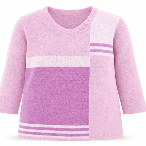 Bonmarché Womens Purple Round Neck Striped Acrylic Pullover Jumper Size L