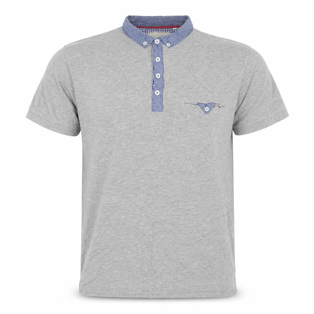 Front view of Soul Star men’s grey cotton polo, size L, collared button