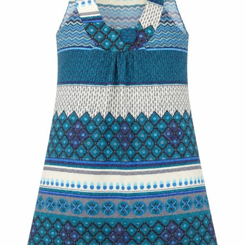 Rare Womens Blue Geometric Acrylic Tank Dress Size S Scoop Neck Pullover
