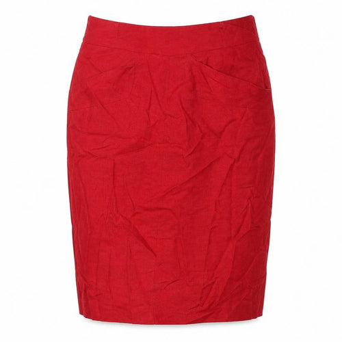 Marks and Spencer Womens Red Polyester Straight & Pencil Skirt Size 32 in Zip