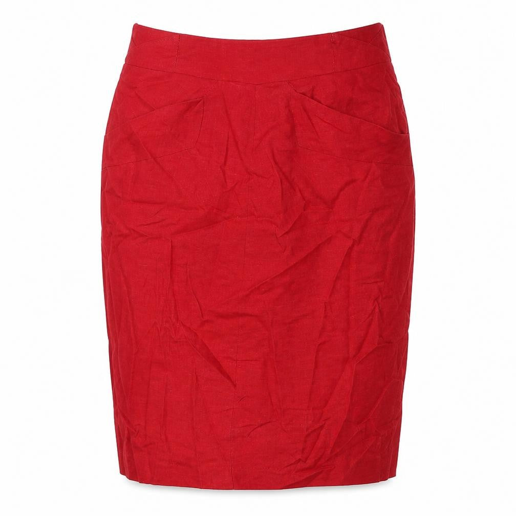 Marks and Spencer Womens Red Polyester Straight & Pencil Skirt Size 32 in Zip