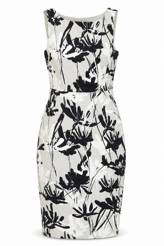 Coast Womens Grey Floral Cotton A-Line Size 10 Boat Neck Zip