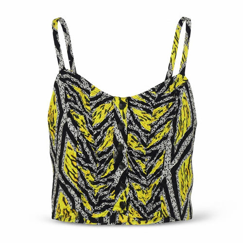 Topshop Womens Multicoloured Geometric Viscose Cropped Tank Size 8 Round Neck