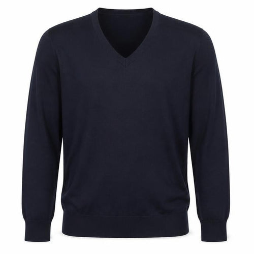 Marks and Spencer Mens Blue V-Neck Cotton Pullover Jumper Size L