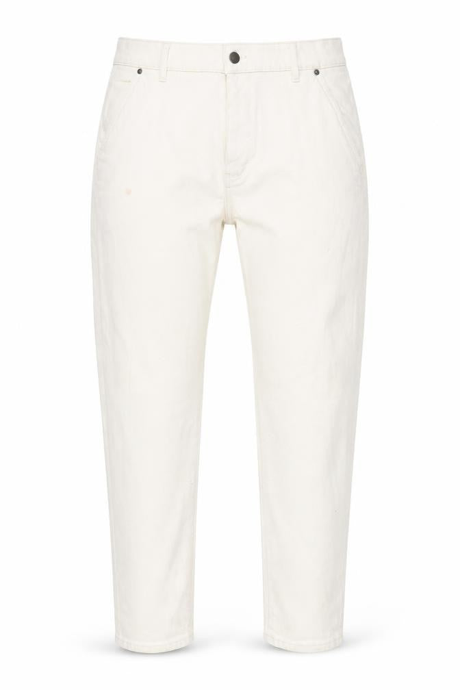 Marks and Spencer Womens White Cotton Tapered Jeans Size 34 in L29 in Regular Button