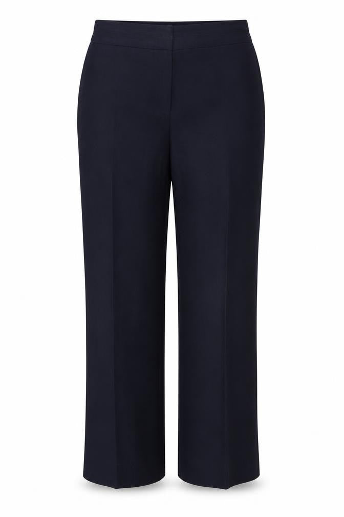Front view of Berkertex women’s blue polyester dress pants trousers, size UK 14, regular zip