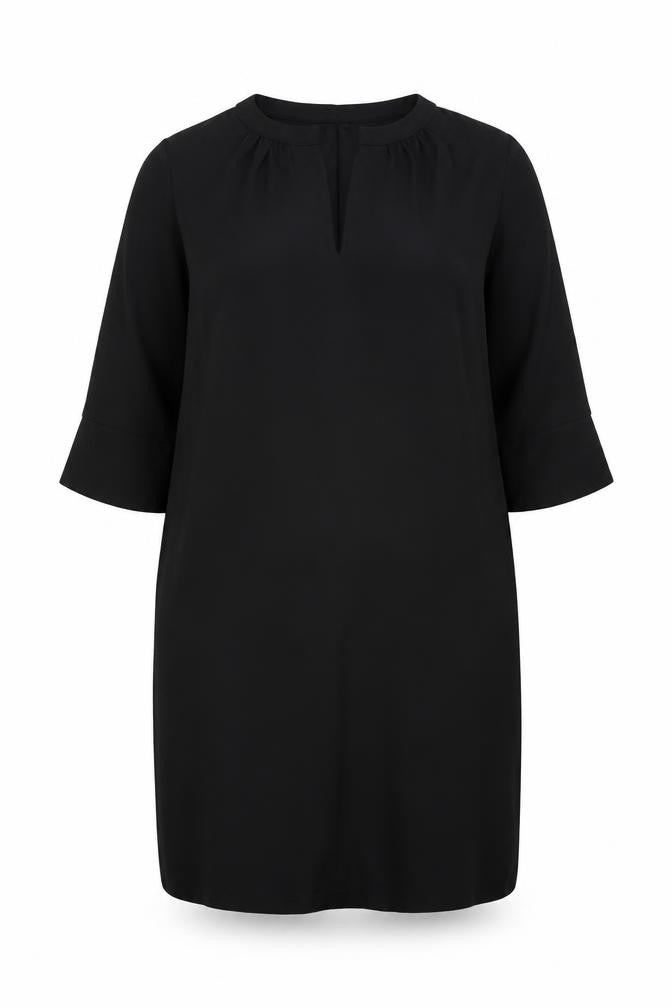 Front view of Marks & Spencer women’s black polyester sheath, size UK 14, v-neck pullover