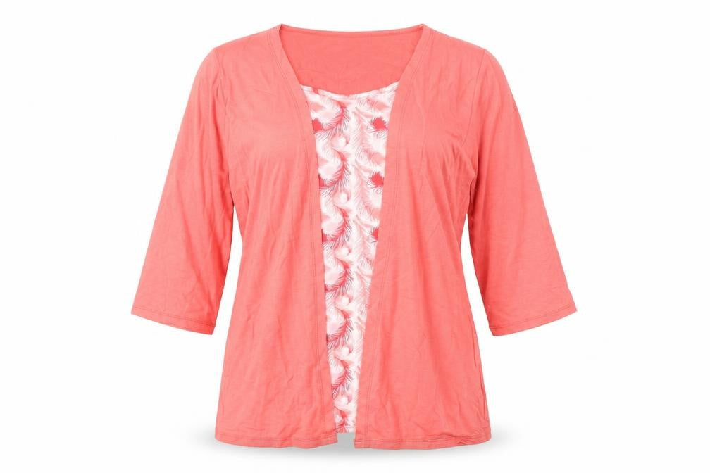 Gabriella Vicenza Womens Pink Geometric Viscose Basic T-Shirt Size 10 Round Neck
