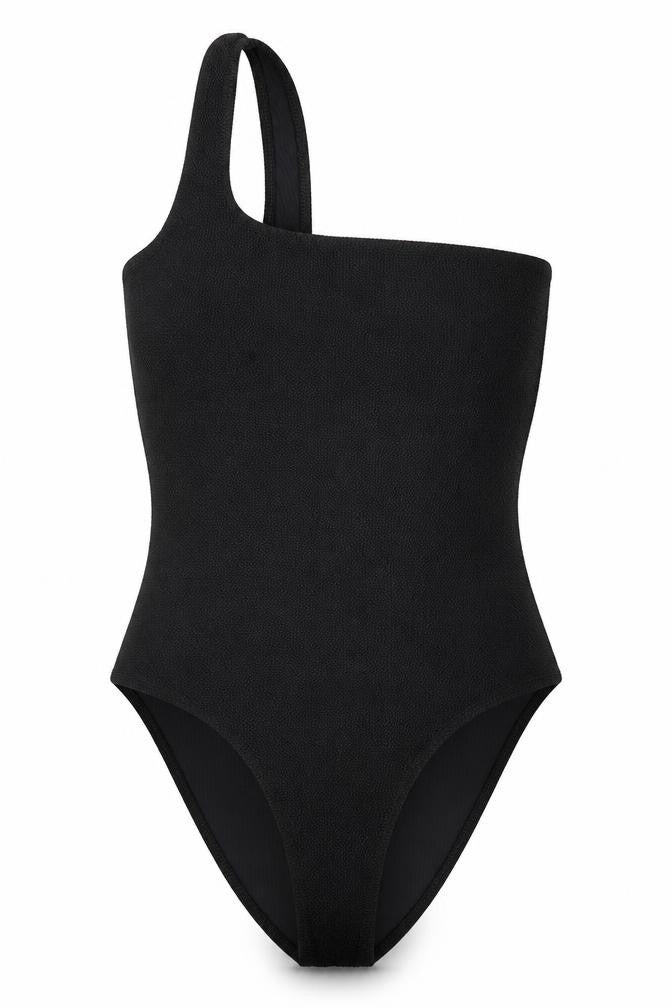 Front view of ASOS women’s black polyester bodysuit one-piece one size pullover