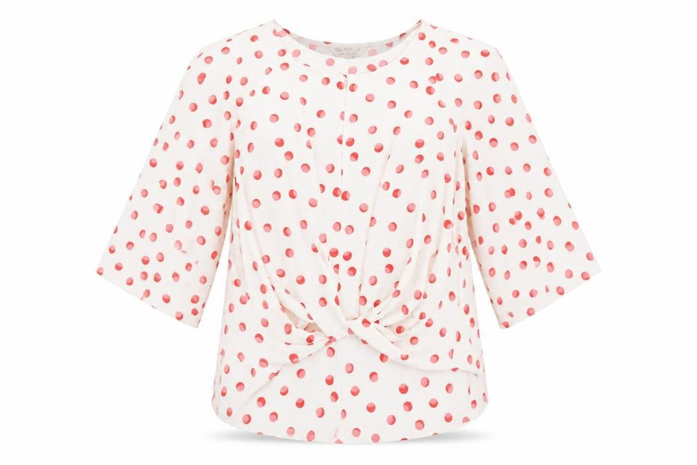 Miss Selfridge Womens White Geometric Polyester Basic Blouse Size 10 Round Neck