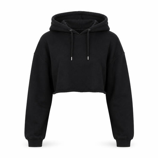 Front view of ASOS women’s black polyester pullover sweatshirt, size UK 6, pullover - cropped
