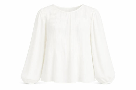 Front view of Primark women’s white polyester basic blouse, size UK 6, round neck