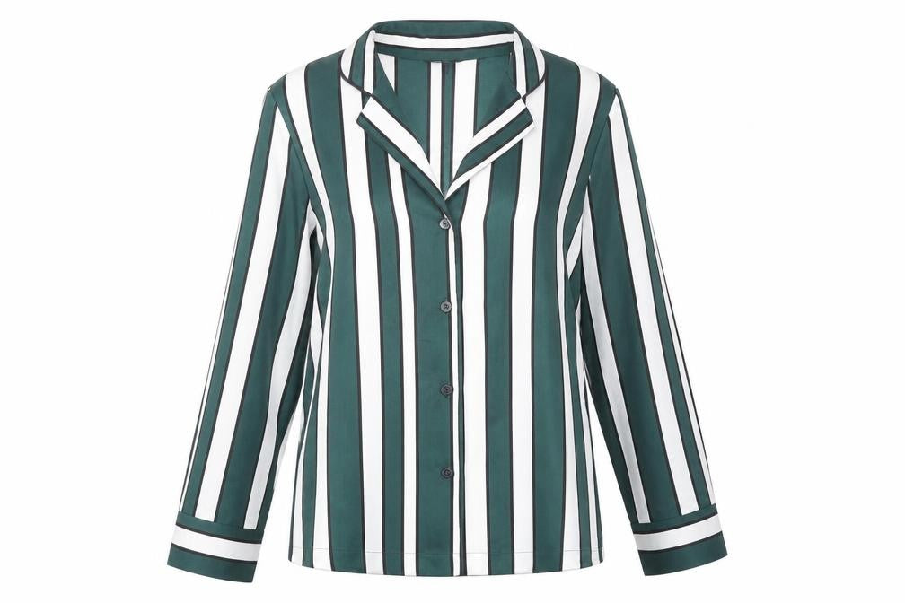 Topshop Womens Green Striped Polyester Basic Button-Up Size 8 V-Neck