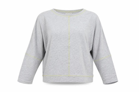 Front view of Thoughts women’s grey polyester pullover sweatshirt, size UK 12, pullover