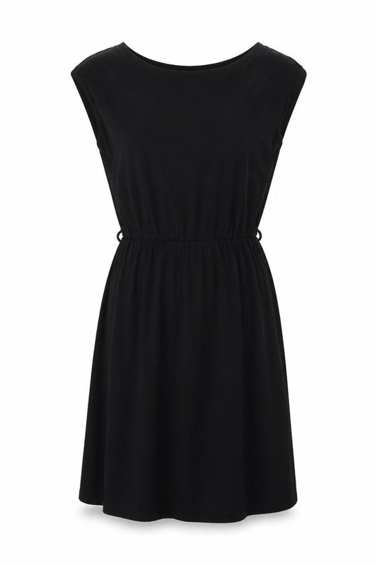 Front view of Dorothy Perkins women’s black polyester a-line, size UK 8, round neck pullover
