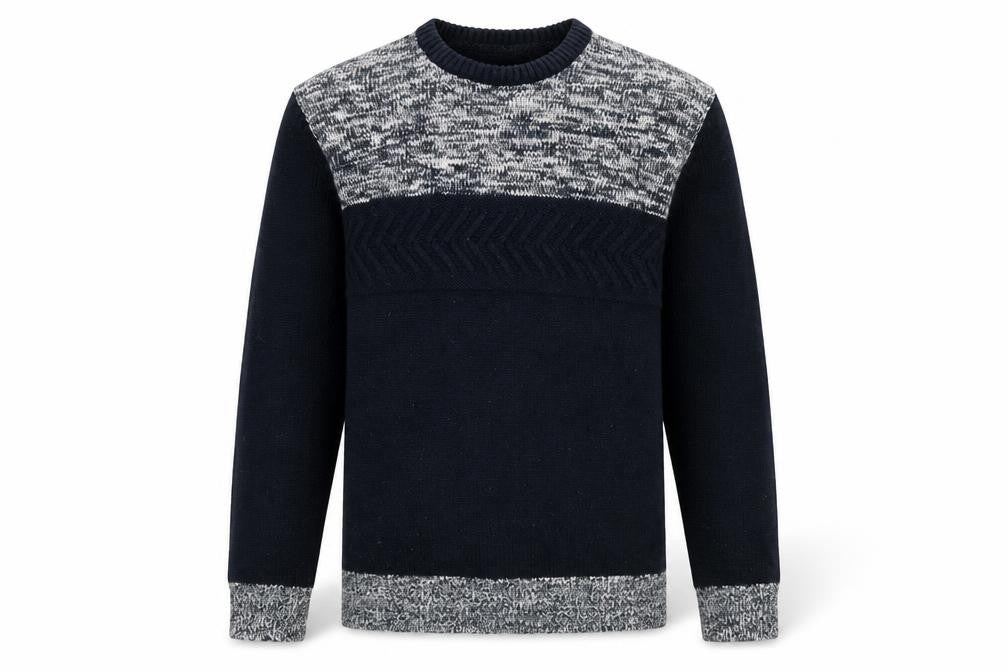Front view of Cedarwood State men’s black round neck acrylic jumper, size XS