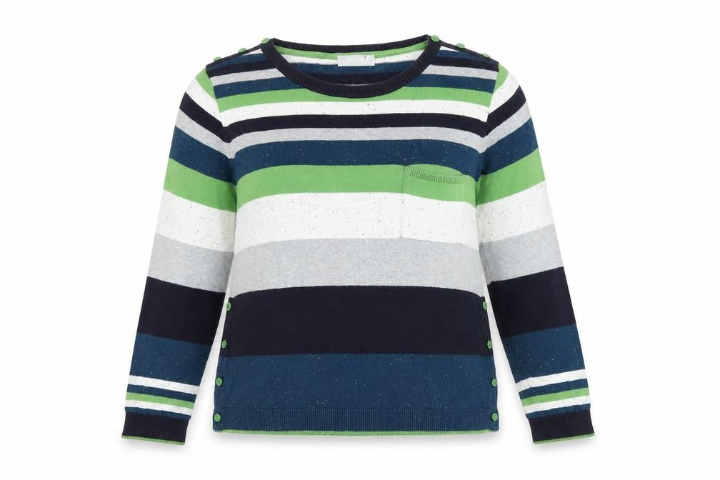 Marks and Spencer Womens Multicoloured Scoop Neck Striped 100% Cotton Pullover Jumper Size 14