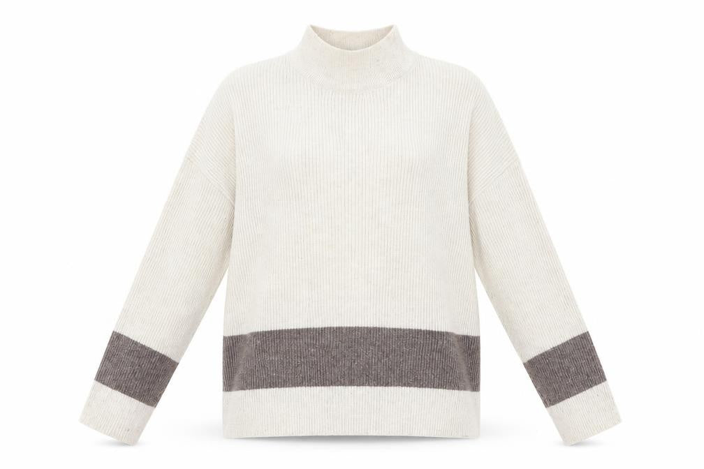 Jaqueline De Yong Womens Beige Mock Neck Acrylic Pullover Jumper Size M