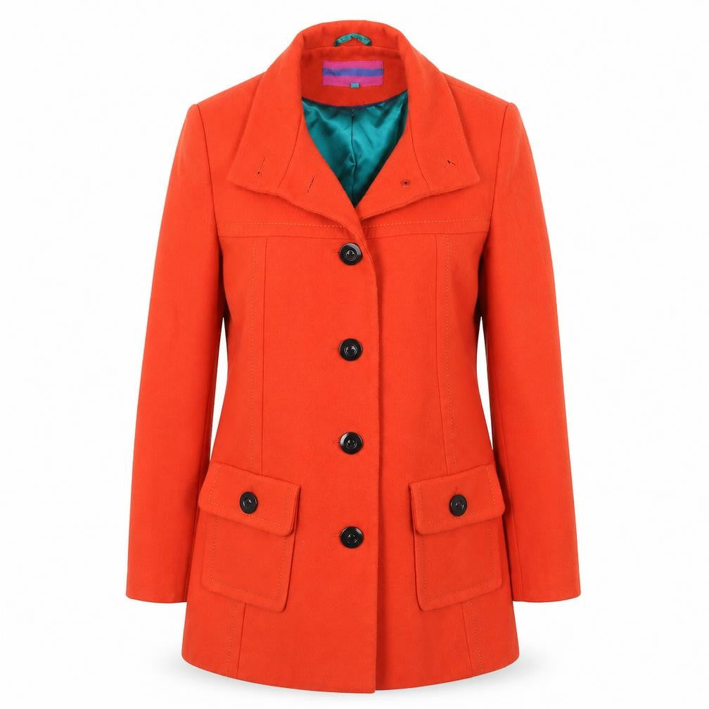Next Womens Red Pea Coat Coat Size 10 Button