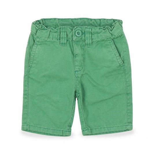 Front view of Denim & Co. boys’ green cotton cropped jeans, size 12-18, months zip