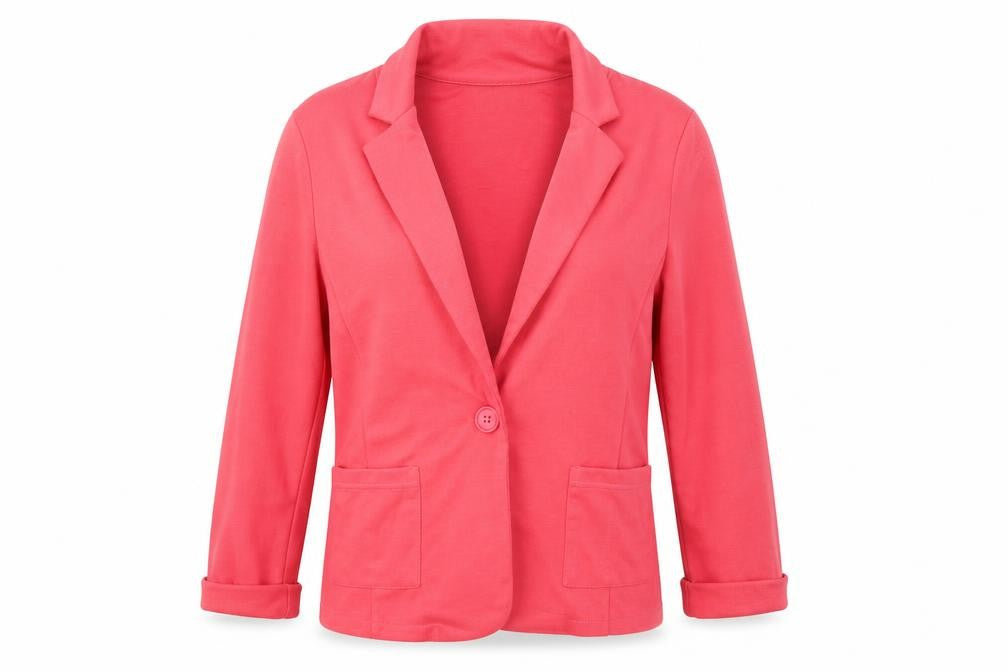 Front view of New Look women’s pink polyester jacket blazer, size UK 10