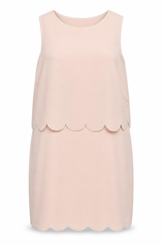 Front view of Boohoo women’s pink polyester mini, size UK 14, round neck pullover