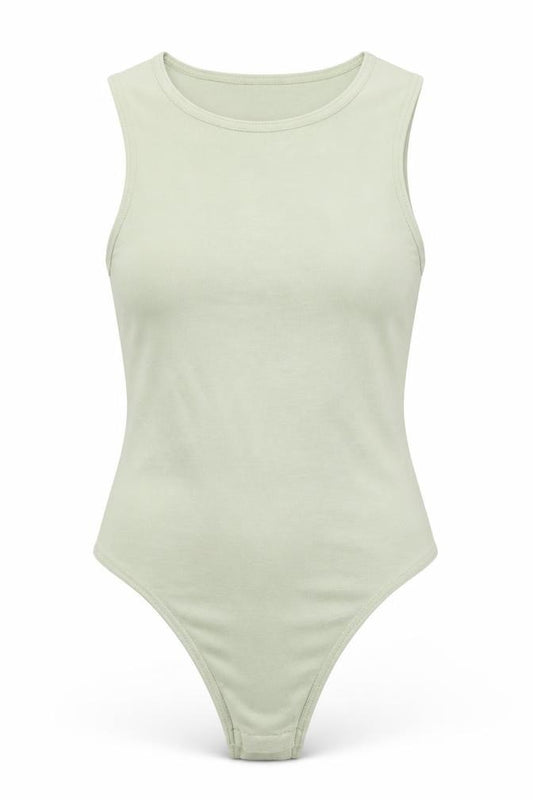 Front view of PRETTYLITTLETHING women’s green polyester bodysuit one-piece, size UK 12, snap