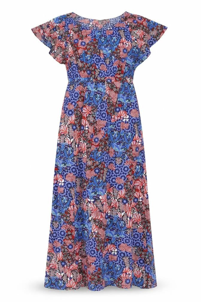 Front view of South women’s multicoloured paisley polyester maxi, size UK 8, boat neck pullover