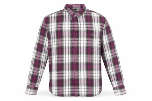 French Connection Mens Purple Plaid Cotton Button-Up Size L Collared Button