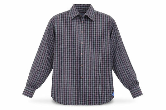 Haines & Bonner Mens Black Plaid Cotton Button-Up Size L Collared Button