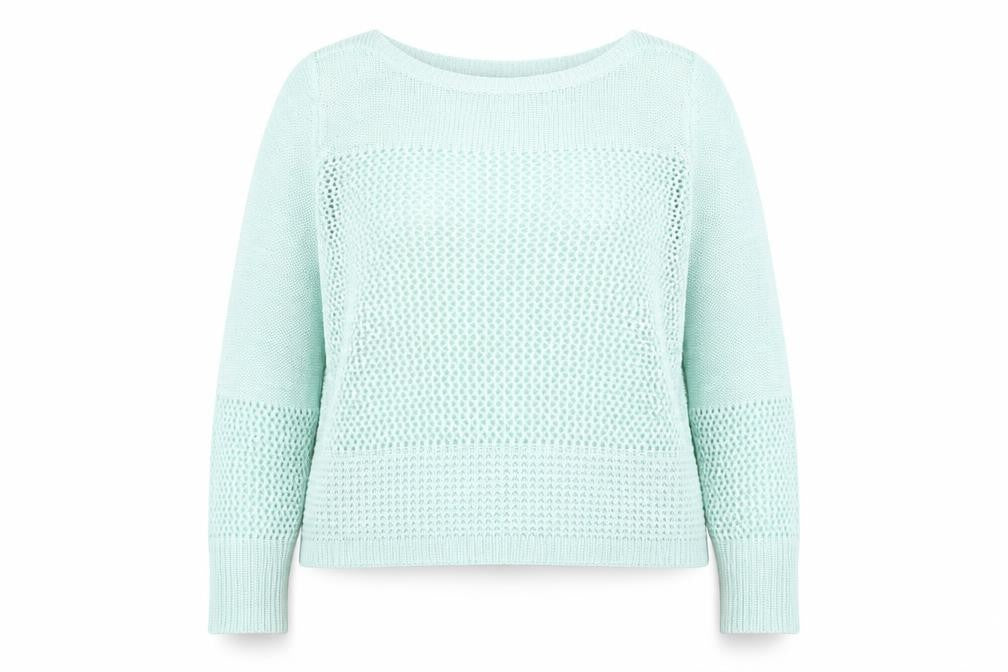 Front view of South women’s green roll neck acrylic jumper, size UK 16