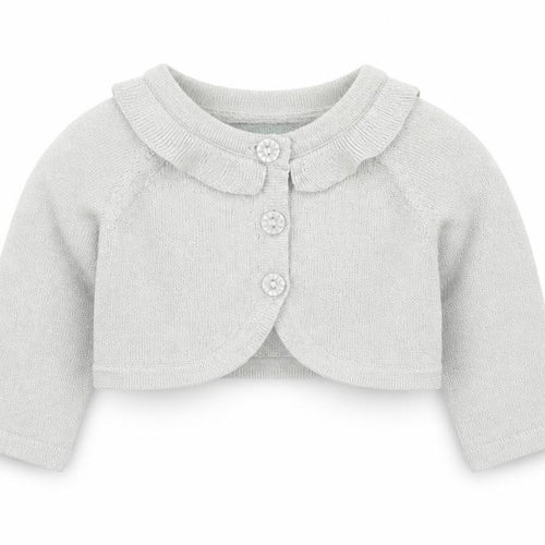 Monsoon Girls Grey Cotton Cardigan Jumper Size 0-3 Months Button