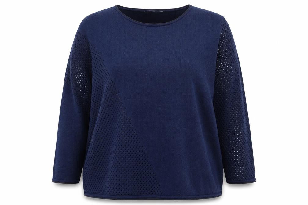 Front view of Trend women’s blue roll neck viscose jumper, size L
