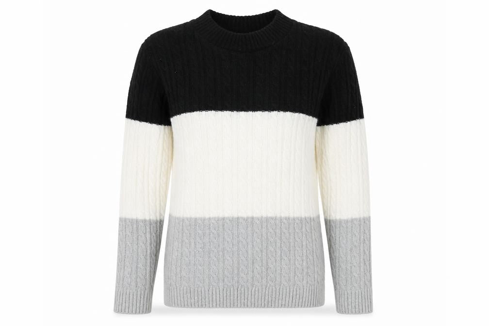 Front view of Pure & Natural women’s multicoloured roll neck striped acrylic jumper, size M