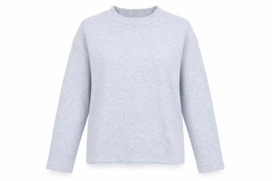 Front view of F&F women’s blue mock neck polyester jumper, size UK 8