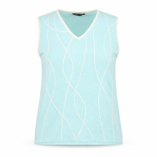Casamia Womens Blue V-Neck Viscose Vest Jumper Size L