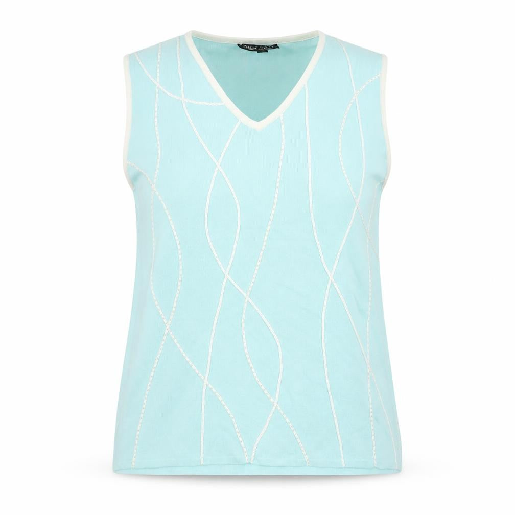 Casamia Womens Blue V-Neck Viscose Vest Jumper Size L